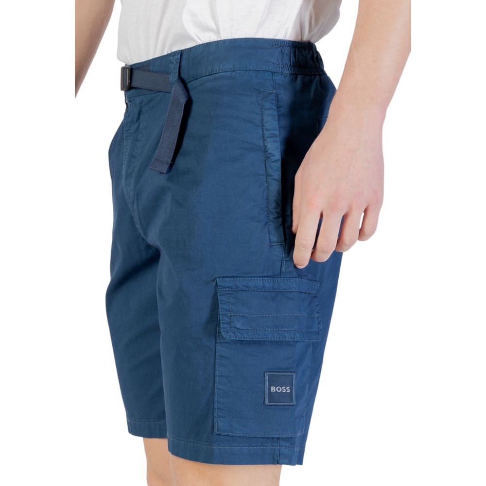 Hugo Boss Blue Cotton Bermuda Shorts | Regal Royce