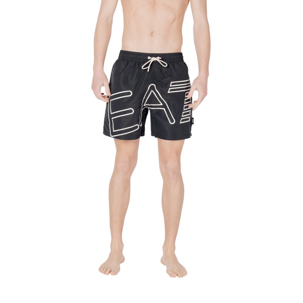 EA7 Emporio Armani Black Polyester Swim Shorts | Regal Royce