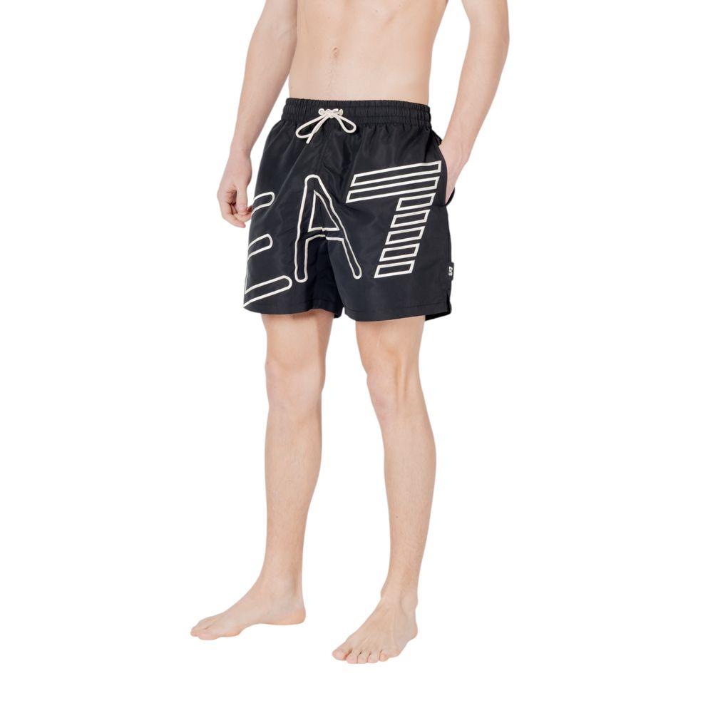 EA7 Emporio Armani Black Polyester Swim Shorts | Regal Royce