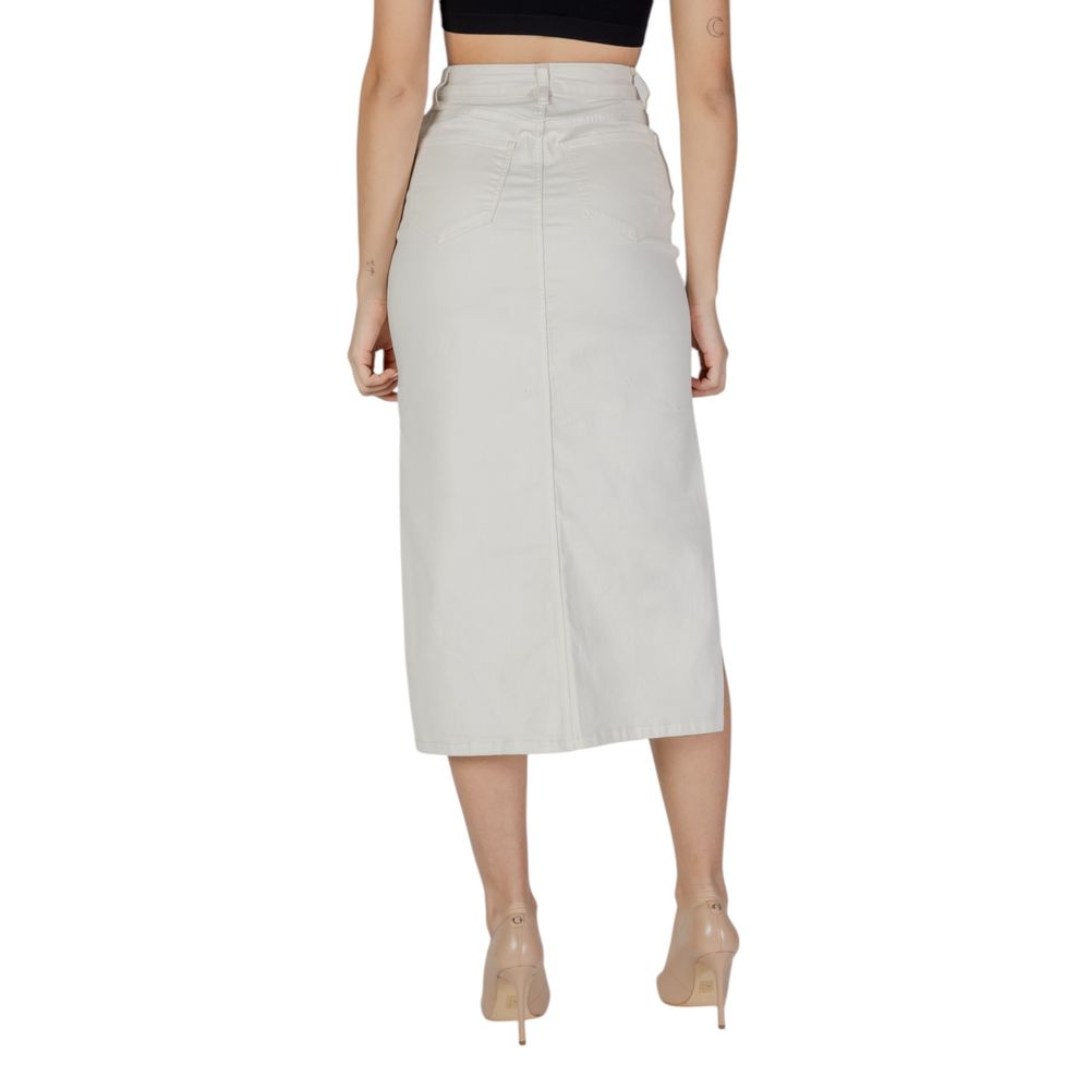 Vila Clothes Cream Cotton Long Skirt | Regal Royce