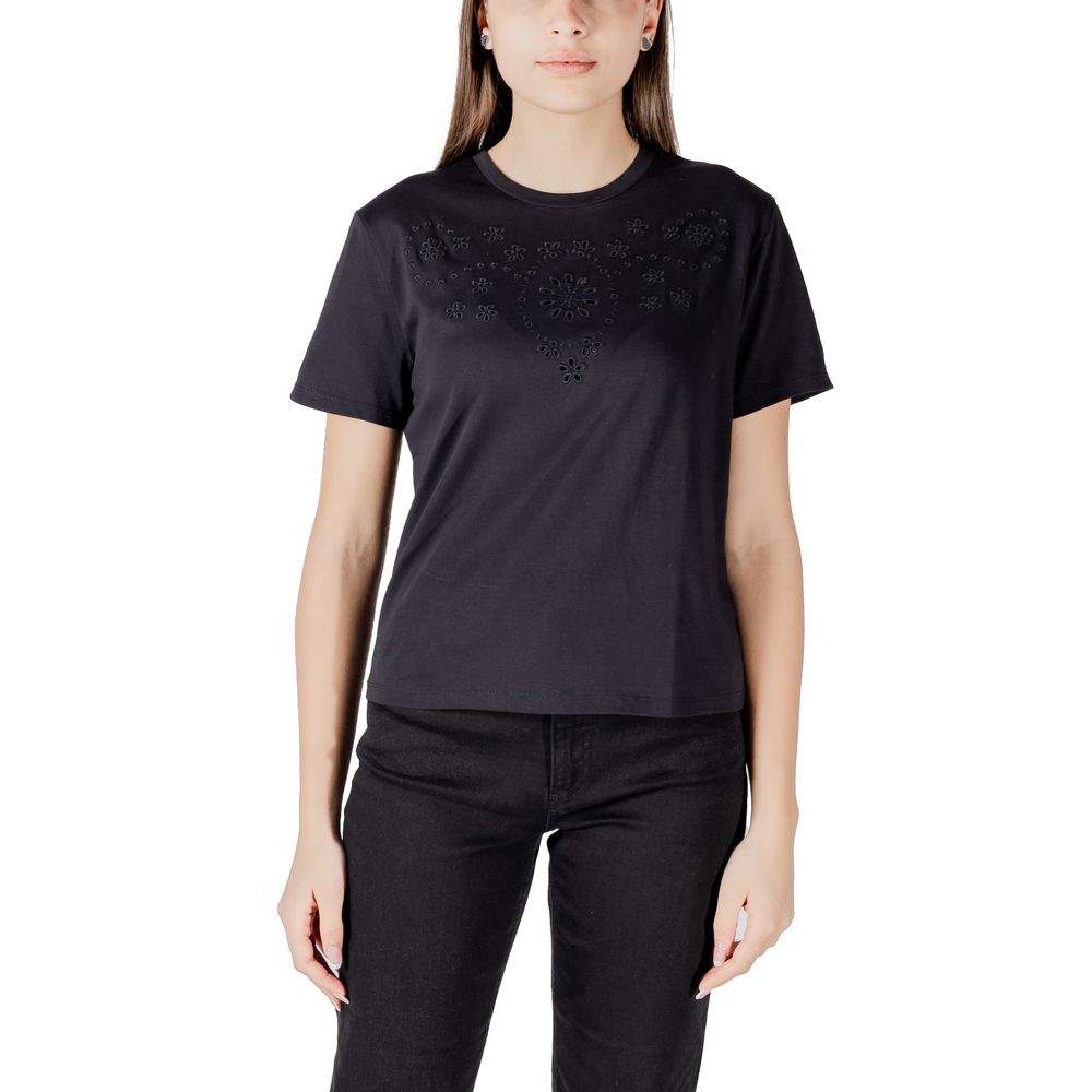 Jacqueline De Yong Black Cotton T-Shirt | Regal Royce