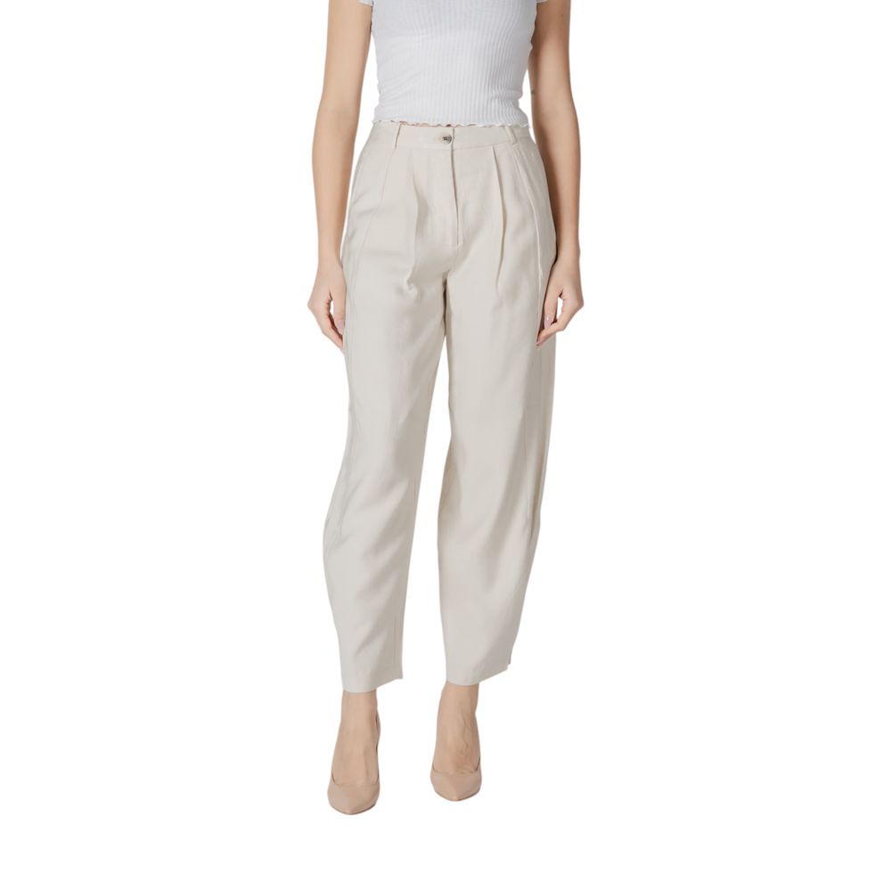 Vila Clothes Cream Viscose Casual Pants | Regal Royce
