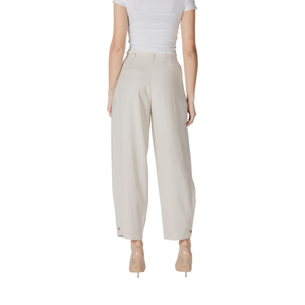 Vila Clothes Cream Viscose Casual Pants | Regal Royce