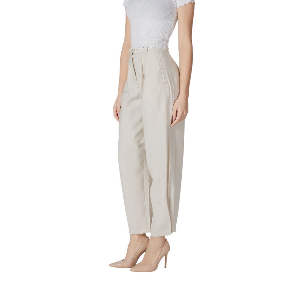 Vila Clothes Cream Viscose Casual Pants | Regal Royce