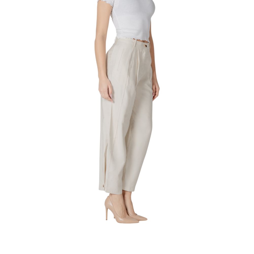 Vila Clothes Cream Viscose Casual Pants | Regal Royce