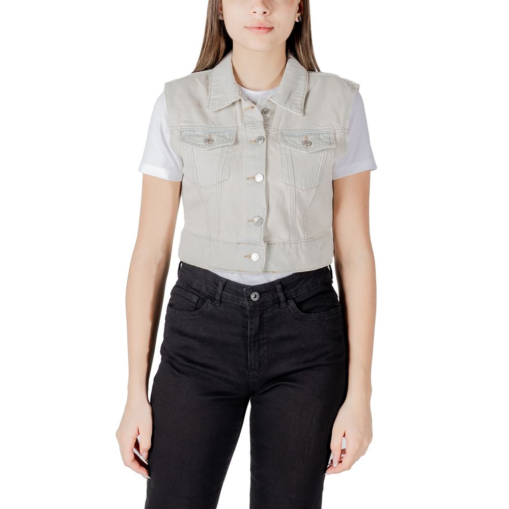 Only Light Blue Cotton Sleveless Jacket | Regal Royce