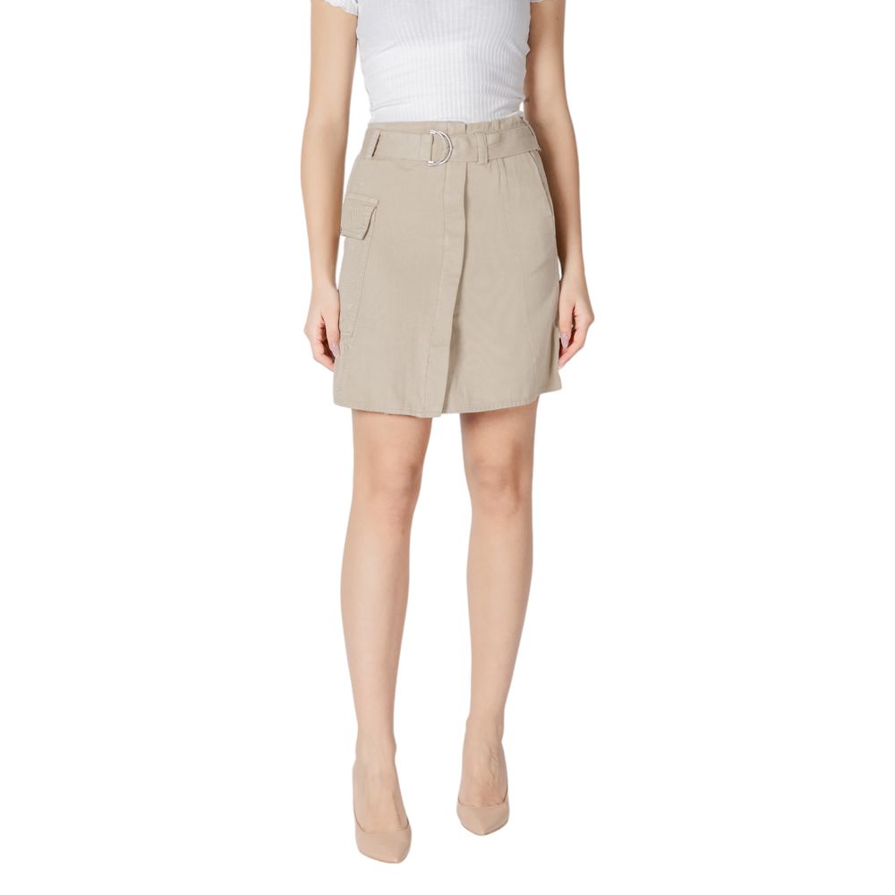 Vila Clothes Beige Cotton Mini Skirt | Regal Royce