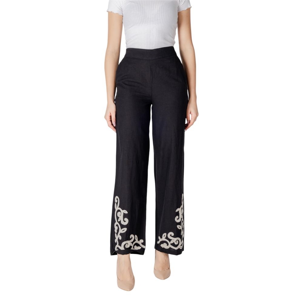 Vila Clothes Black Viscose Flared Pants | Regal Royce