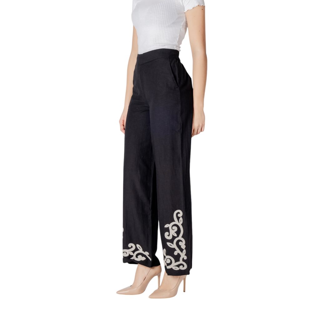 Vila Clothes Black Viscose Flared Pants | Regal Royce