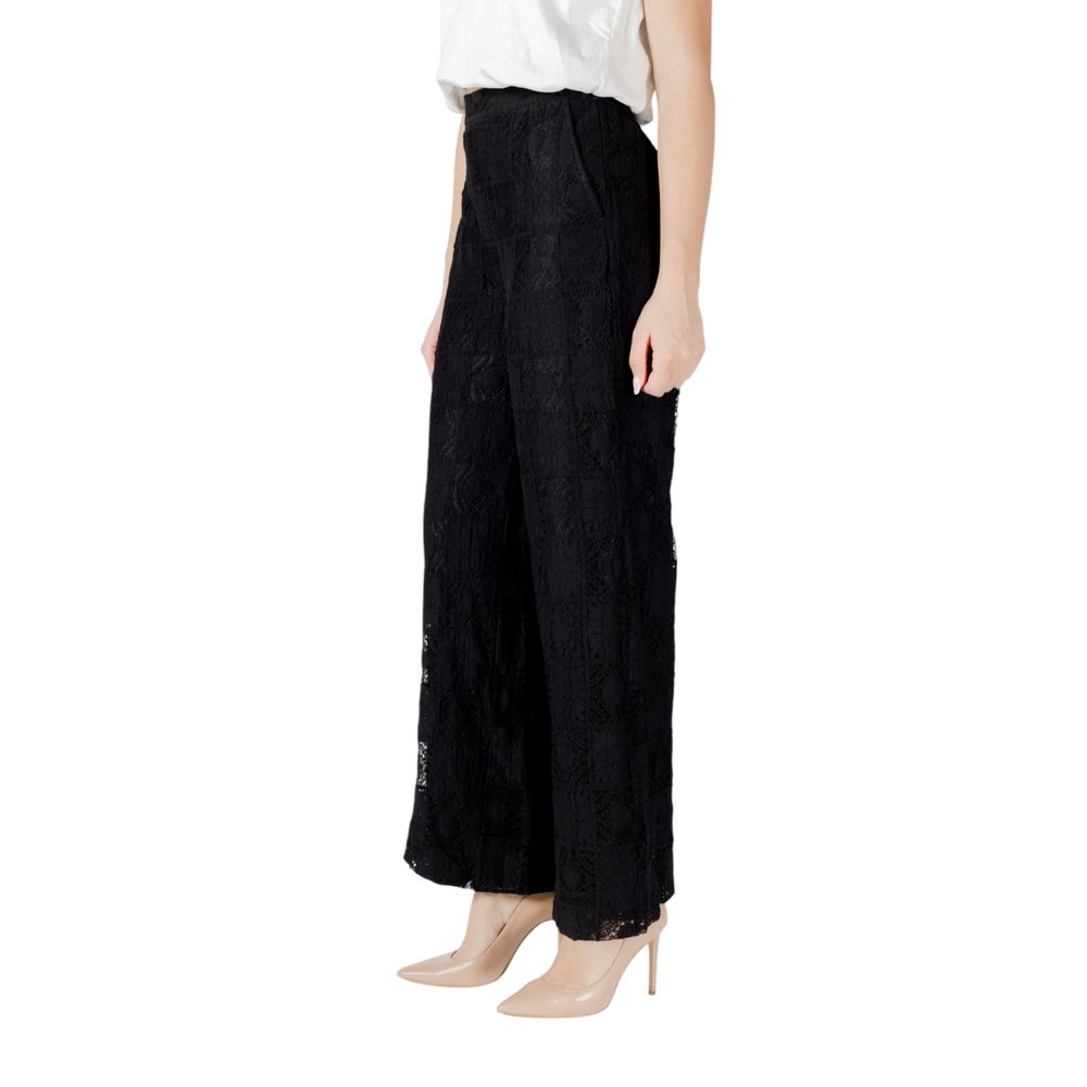 Vila Clothes Black Cotton Casual Pants