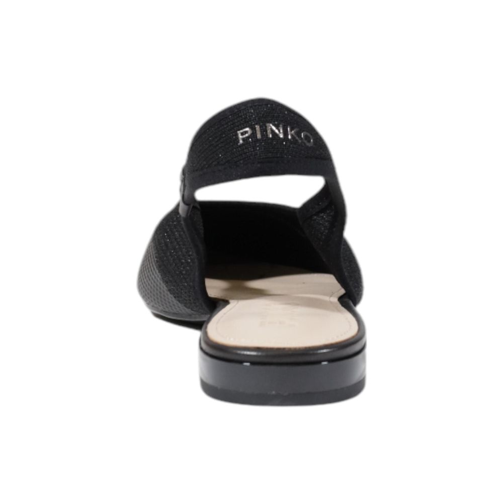 PINKO Black Leather Flat Sandals | Regal Royce