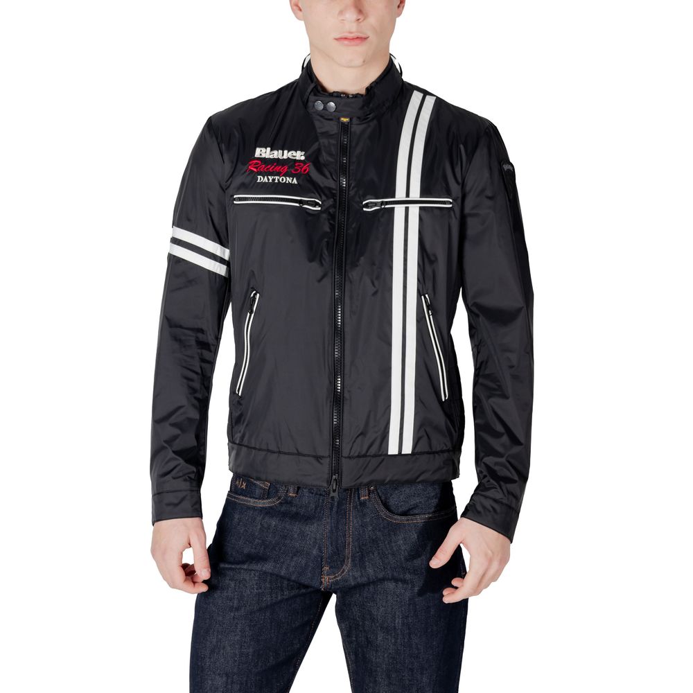 Blauer Black Polyamide Biker Jacket | Regal Royce