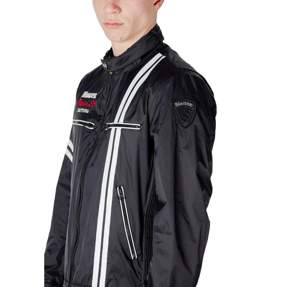 Blauer Black Polyamide Biker Jacket | Regal Royce
