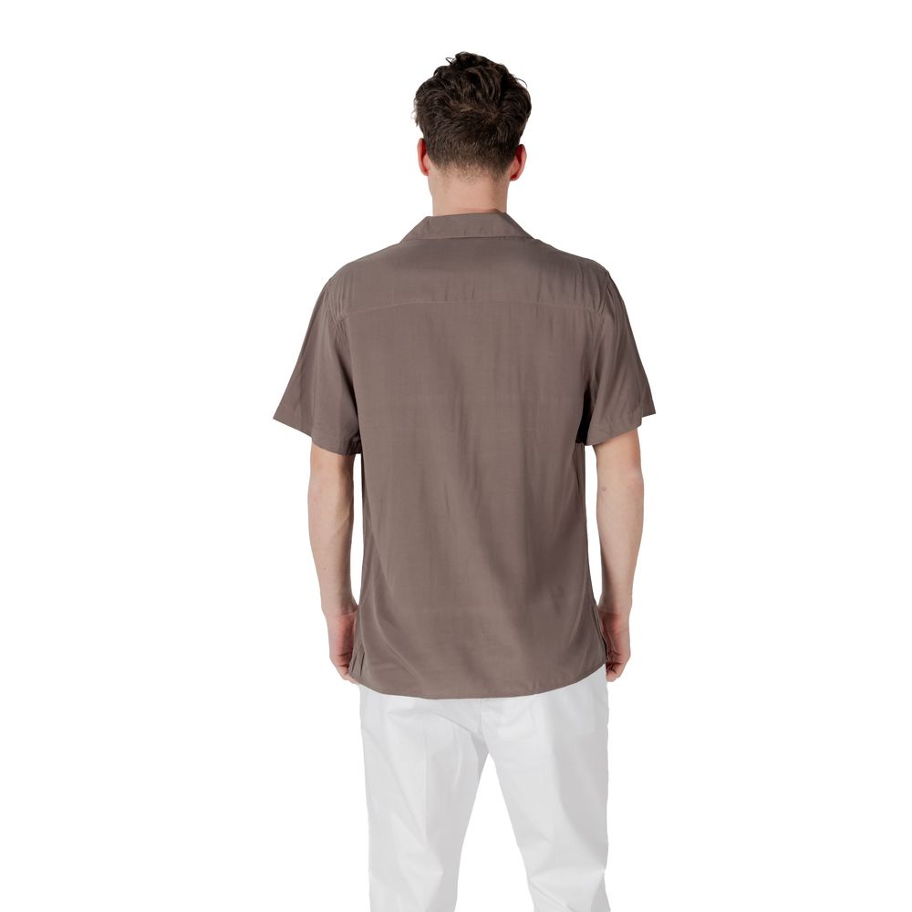 Gianni Lupo Brown Viscose Shortsleeve Shirt