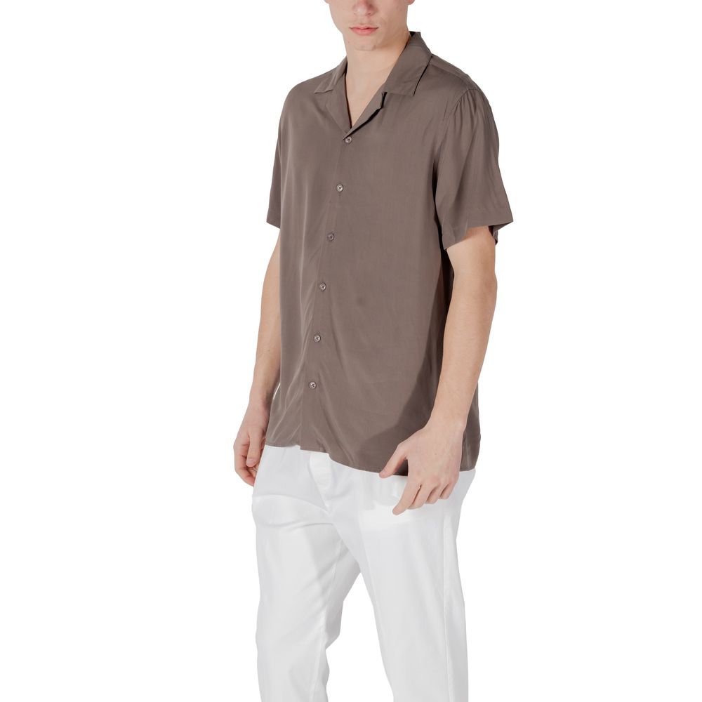 Gianni Lupo Brown Viscose Shortsleeve Shirt | Regal Royce