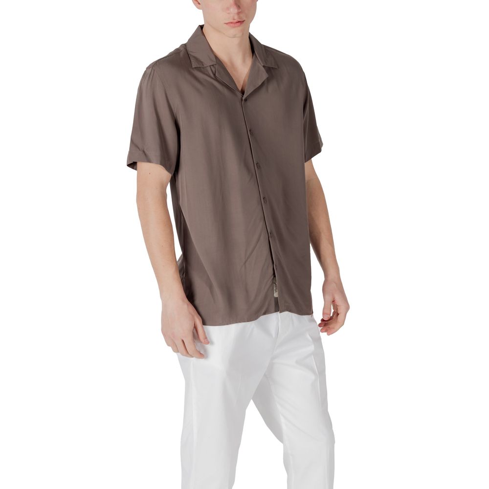 Gianni Lupo Brown Viscose Shortsleeve Shirt | Regal Royce