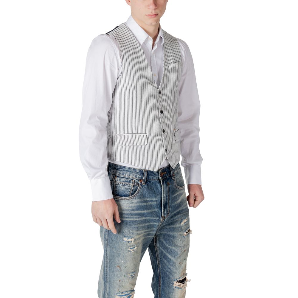 Gianni Lupo Black Linen Waistcoat | Regal Royce