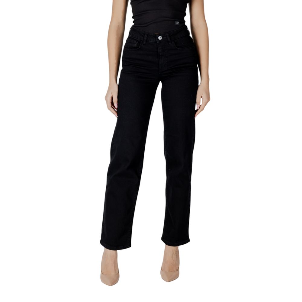 ICHI Black Cotton Relaxed Fit Jeans | Regal Royce