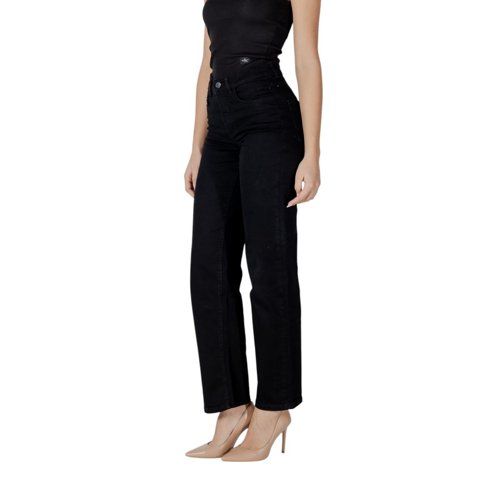 ICHI Black Cotton Relaxed Fit Jeans | Regal Royce