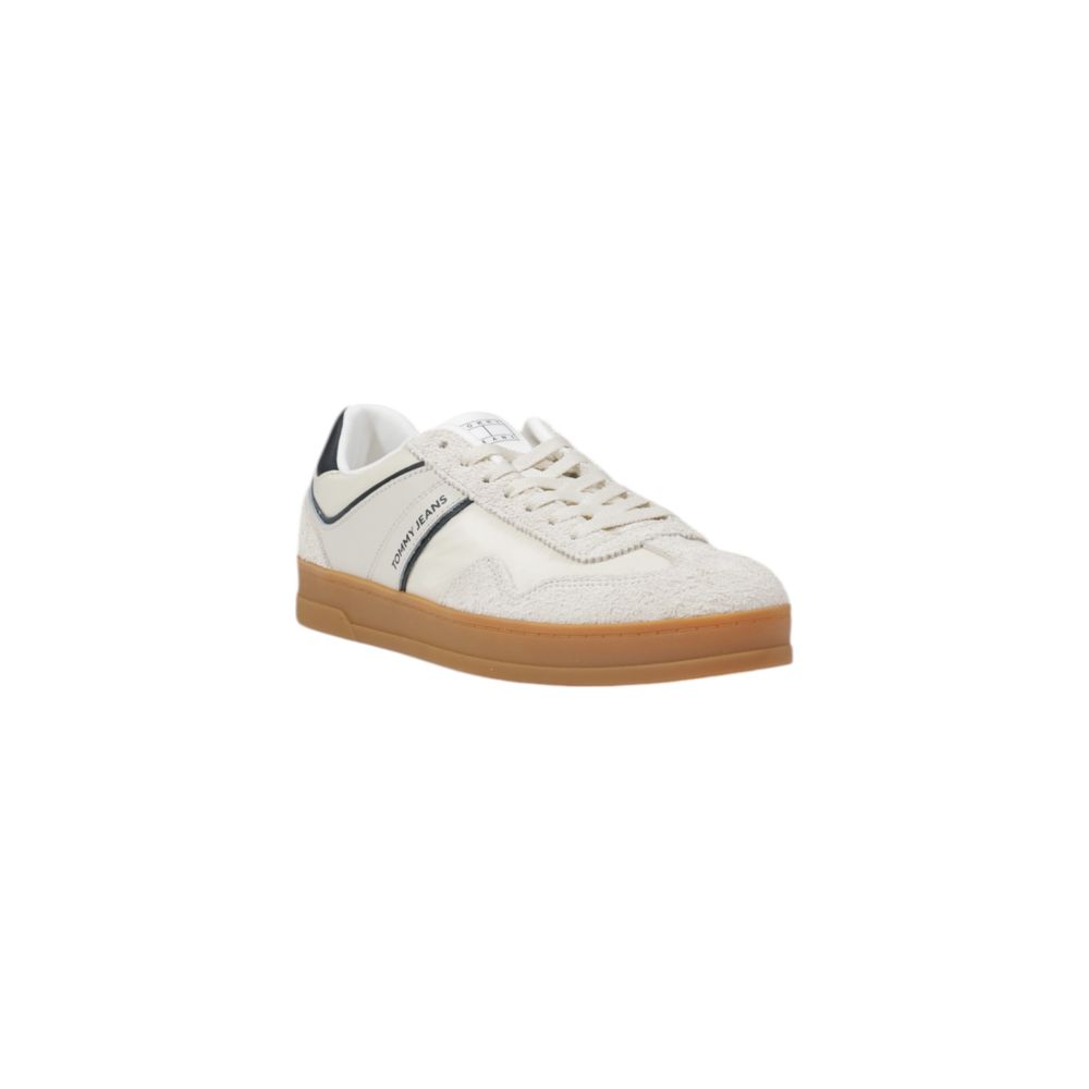 Tommy Hilfiger Jeans Cream Leather Low Top Sneakers | Regal Royce
