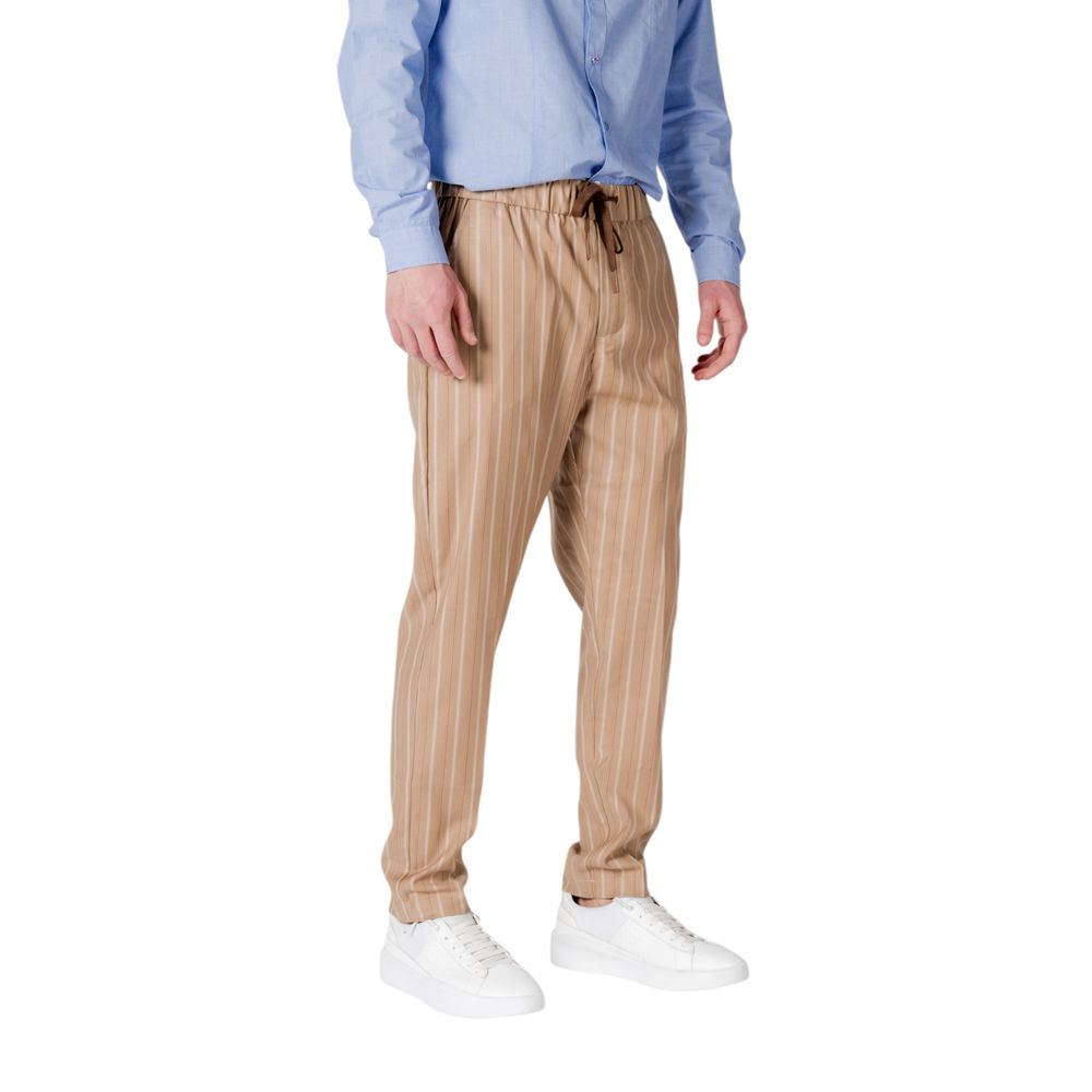 Gianni Lupo Beige Polyester Casual Pants | Regal Royce