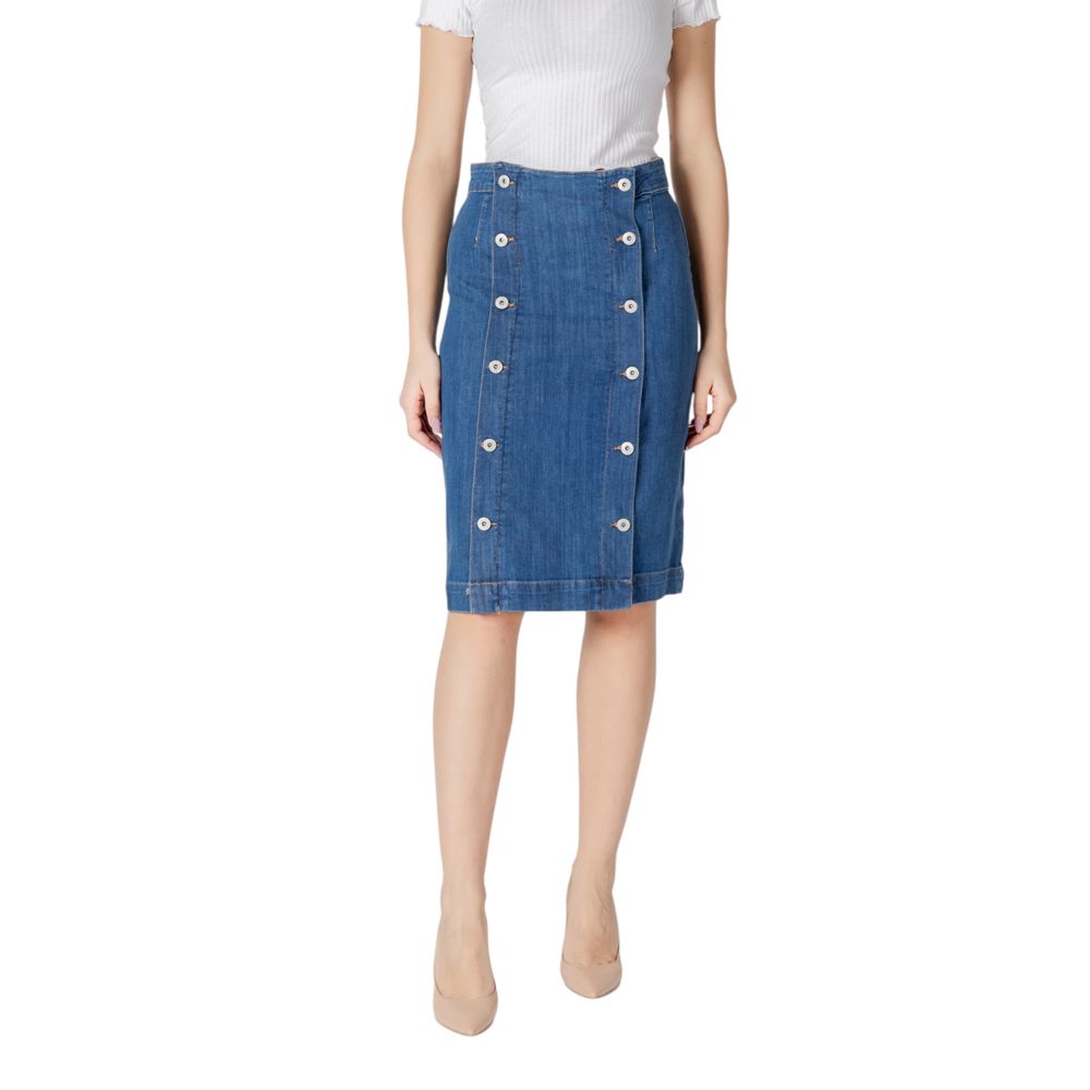 ICHI Blue Cotton Long Skirt | Regal Royce