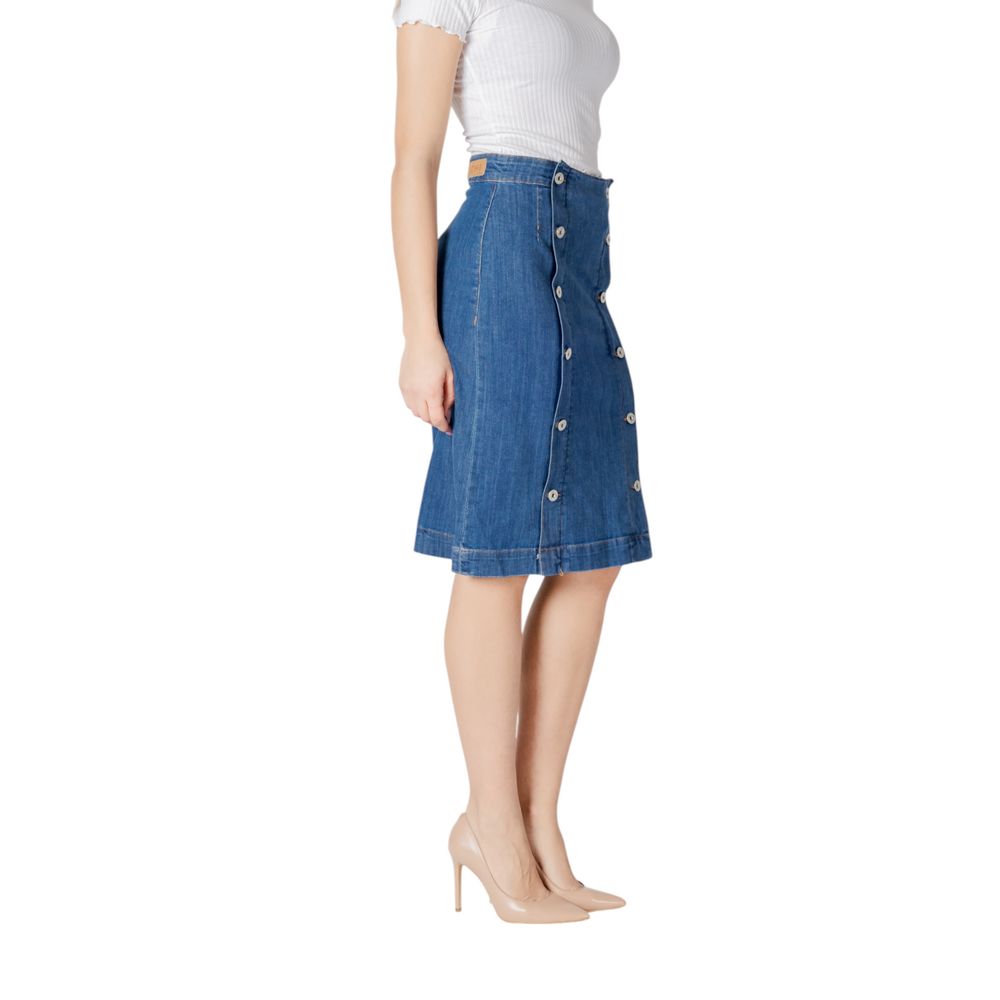 ICHI Blue Cotton Long Skirt | Regal Royce