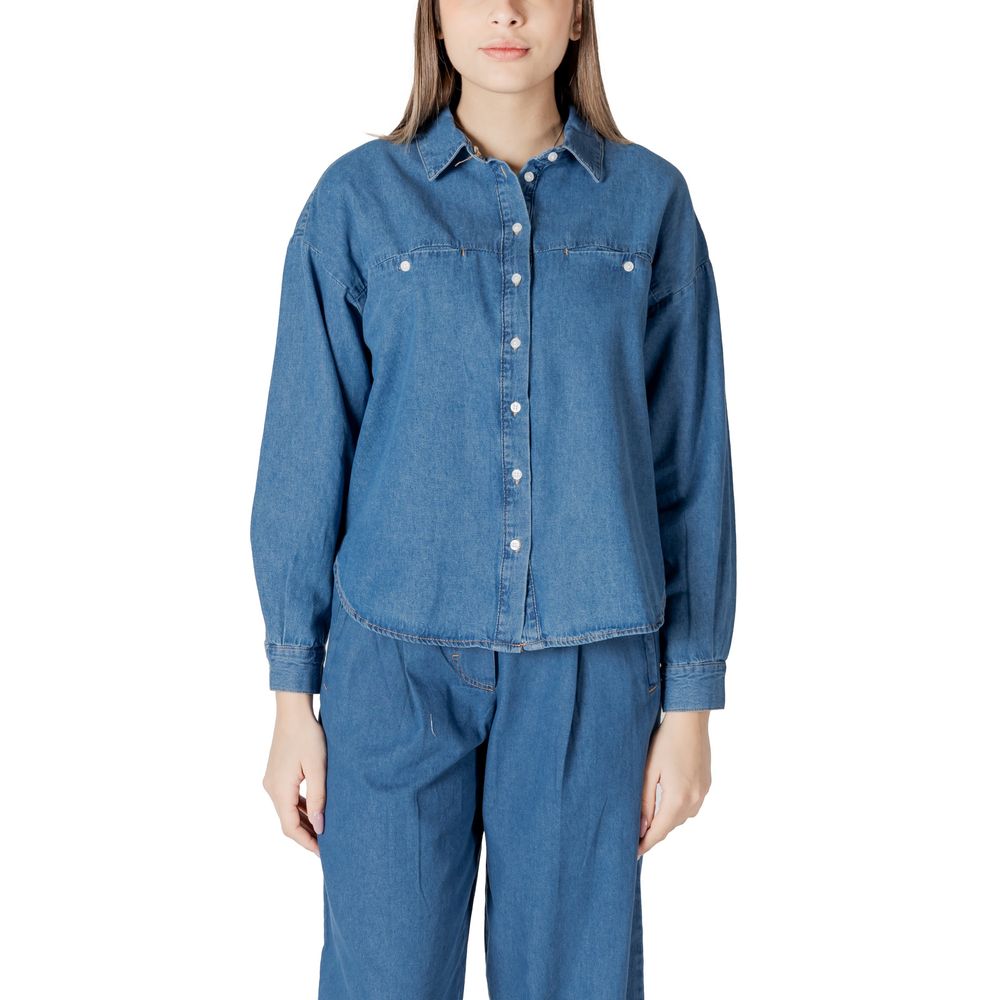 ICHI Blue Cotton Blouse | Regal Royce