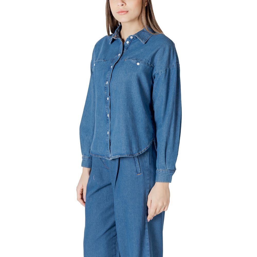ICHI Blue Cotton Blouse | Regal Royce