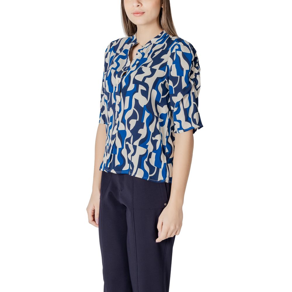 ICHI Blue Viscose Blouse | Regal Royce