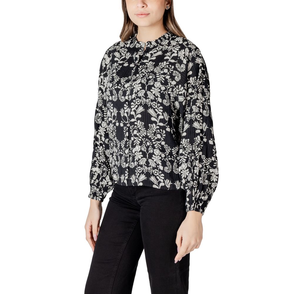 ICHI Black Viscose Blouse | Regal Royce
