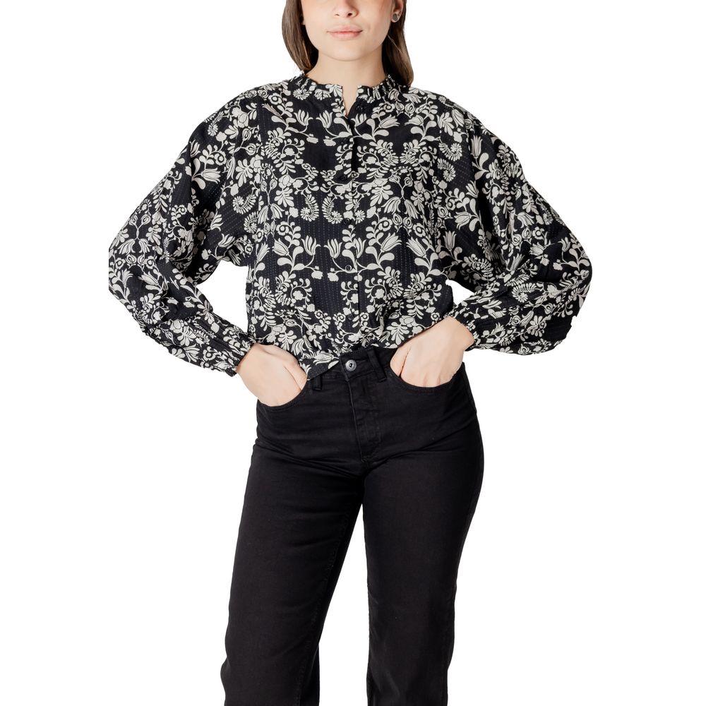 ICHI Black Viscose Blouse | Regal Royce