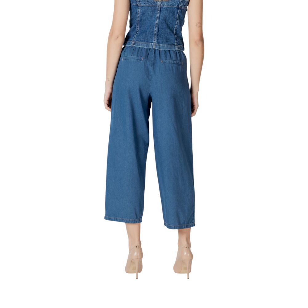 ICHI Blue Cotton Cropped Jeans | Regal Royce