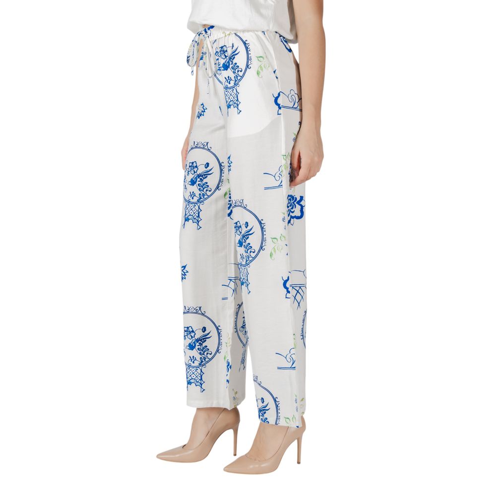ICHI White Viscose Pant | Regal Royce