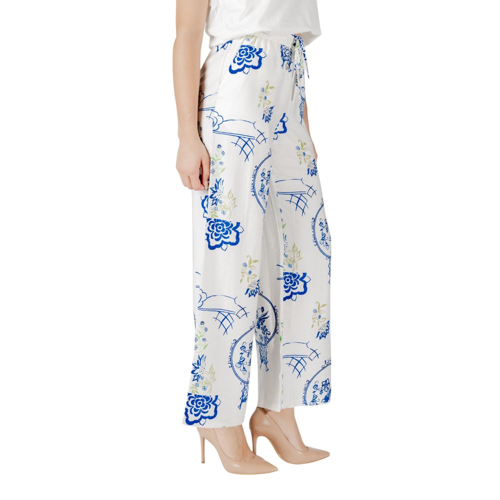ICHI White Viscose Pant | Regal Royce
