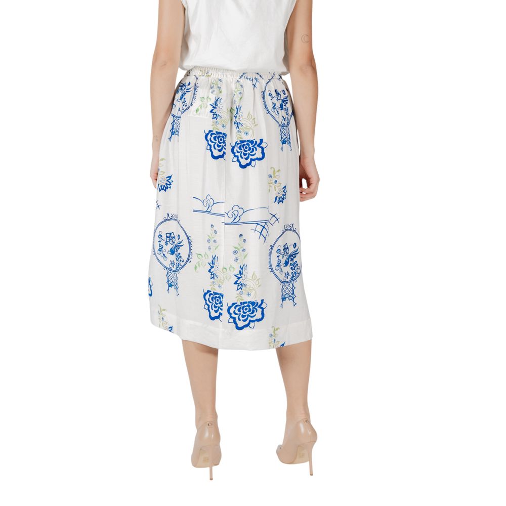 ICHI White Viscose Skirt | Regal Royce
