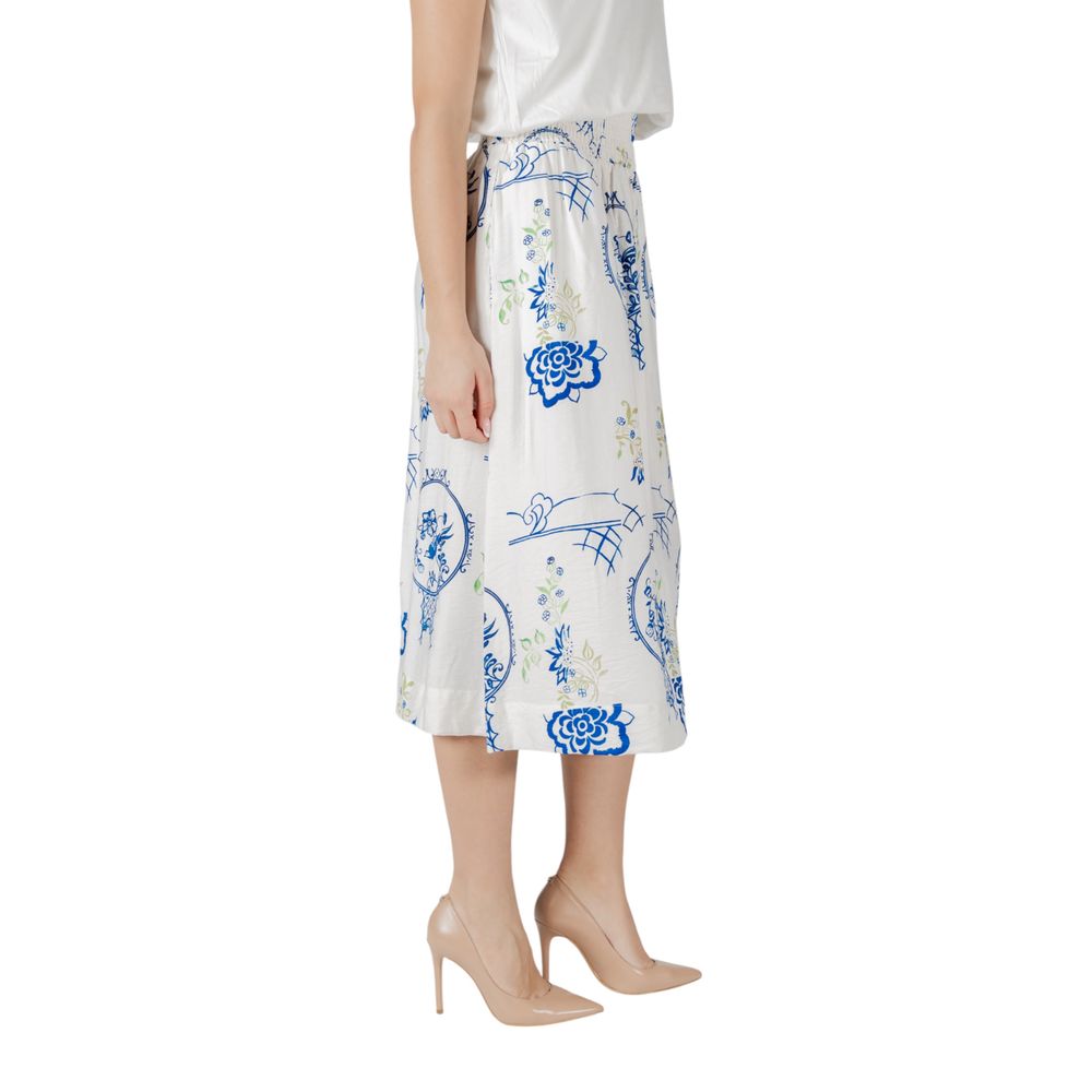 ICHI White Viscose Skirt | Regal Royce