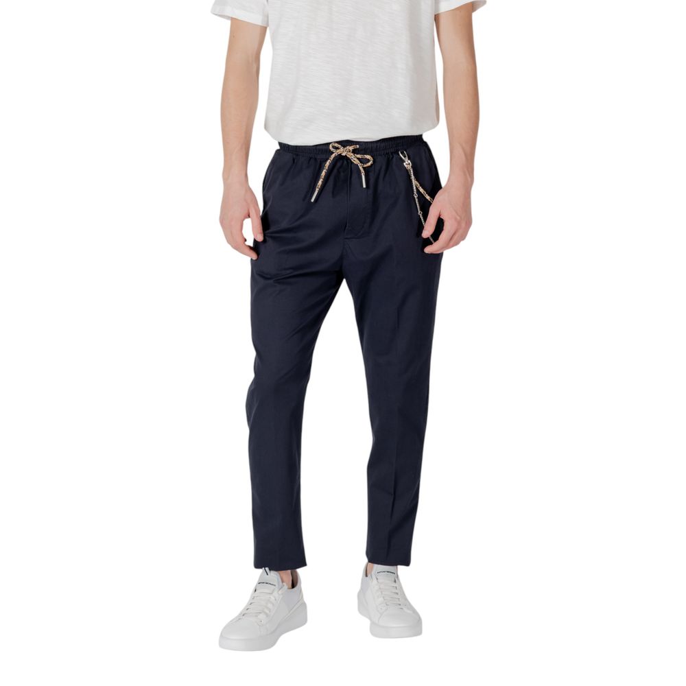 Gianni Lupo Blue Cotton Casual Pants | Regal Royce