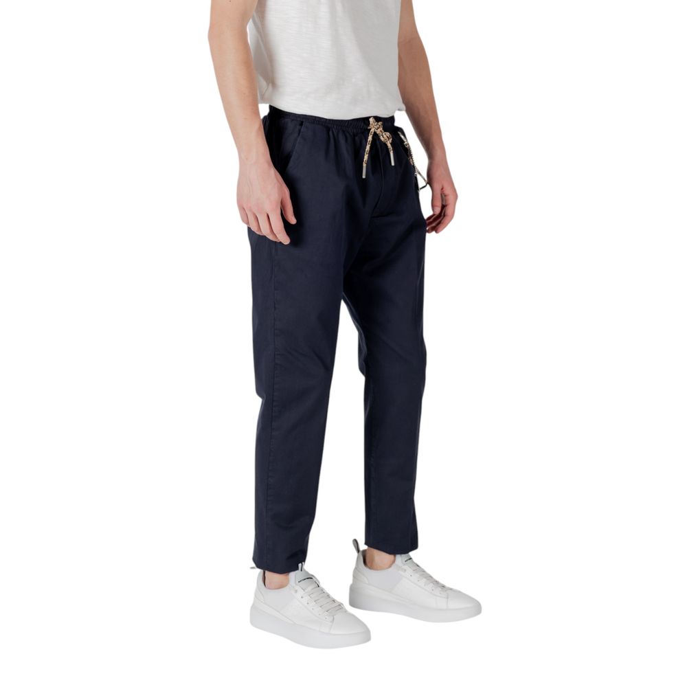 Gianni Lupo Blue Cotton Casual Pants | Regal Royce