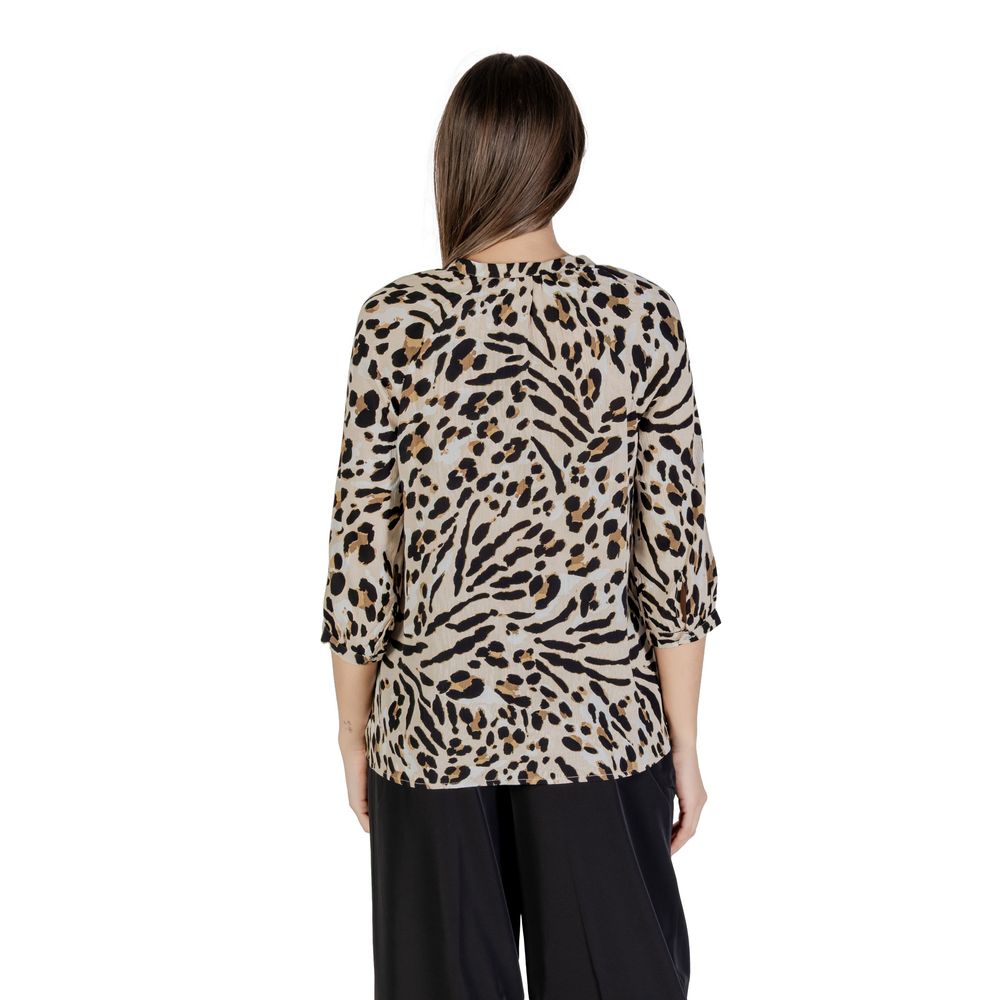 ICHI Beige Viscose Blouse | Regal Royce