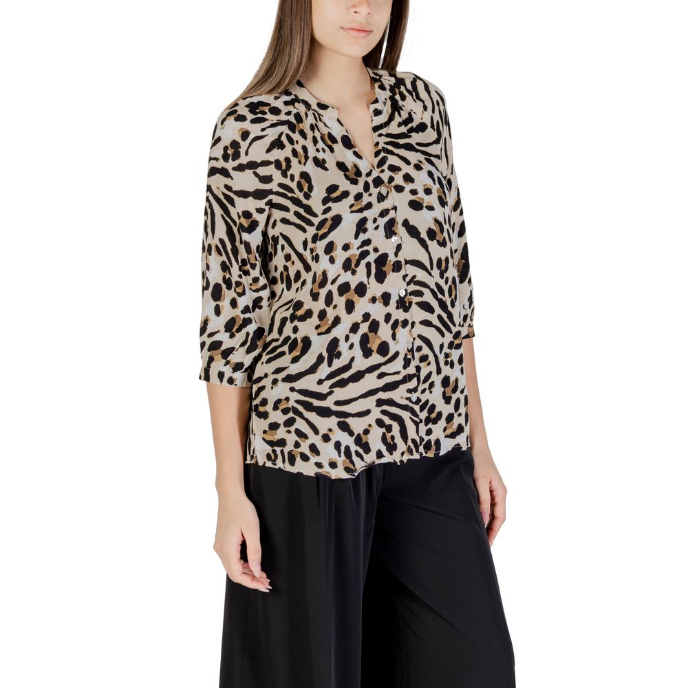 ICHI Beige Viscose Blouse | Regal Royce