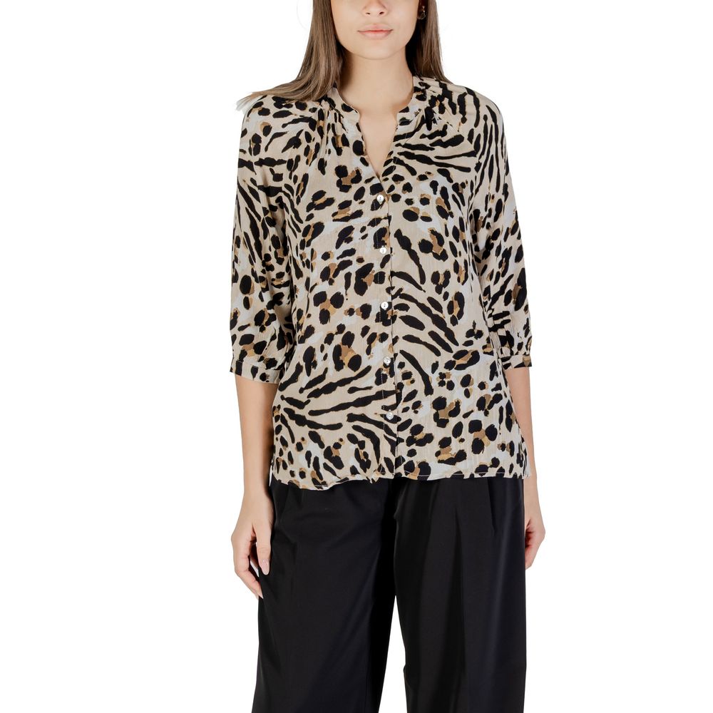 ICHI Beige Viscose Blouse | Regal Royce