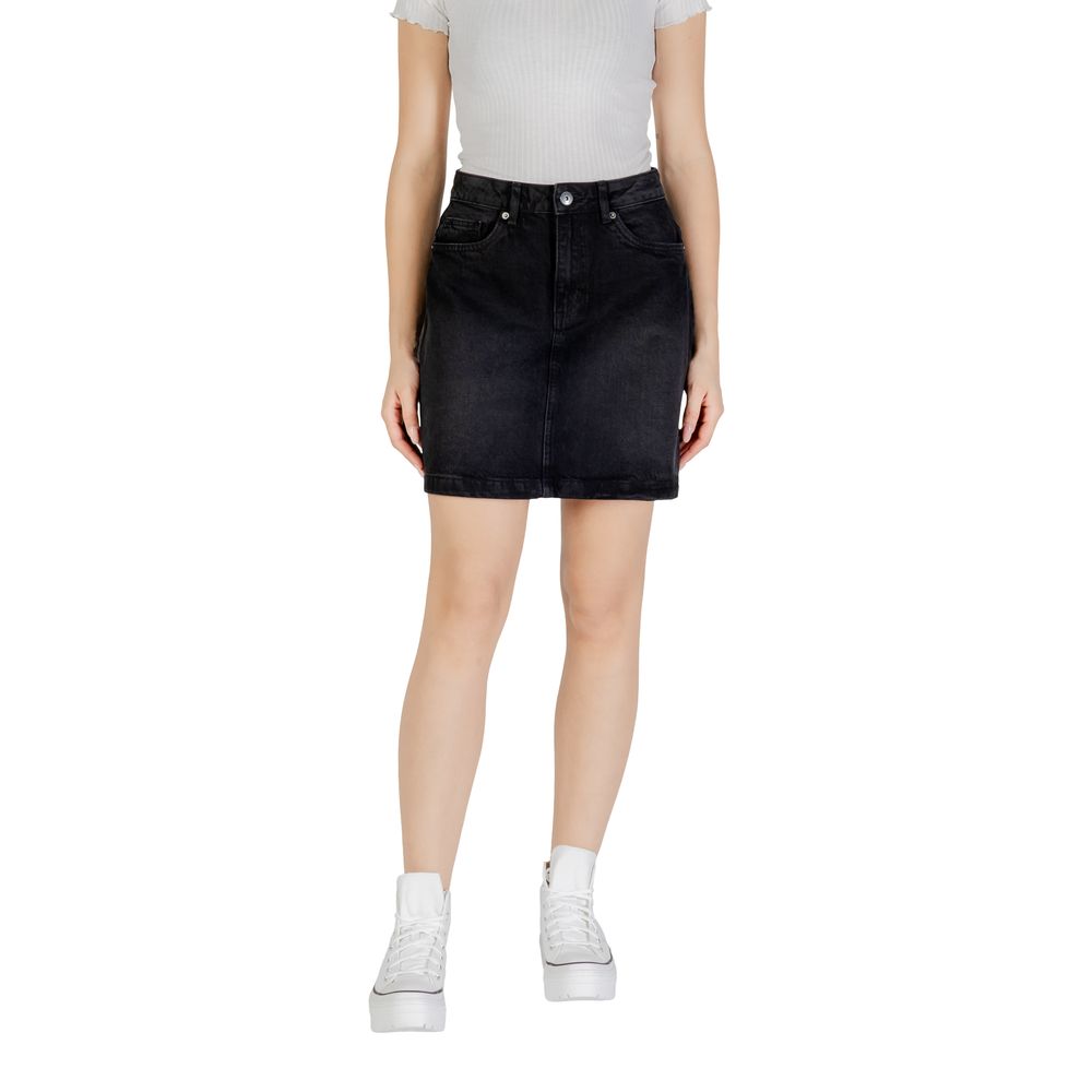 ICHI Black Cotton Mini Skirt | Regal Royce