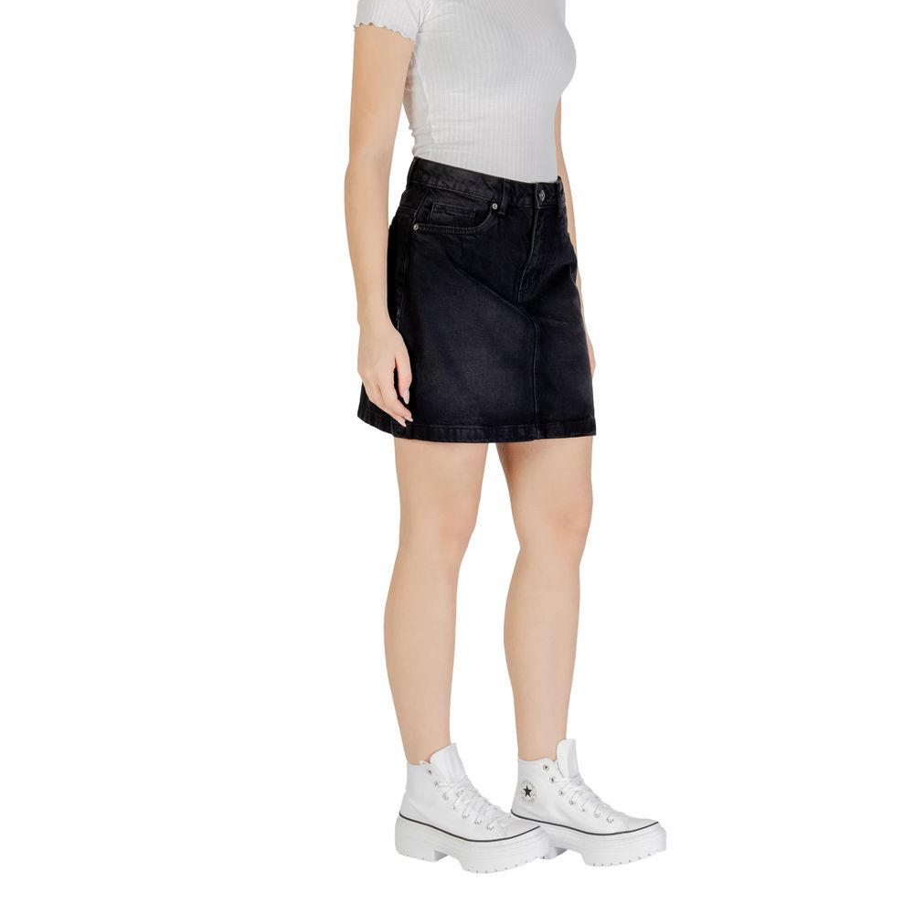 ICHI Black Cotton Mini Skirt | Regal Royce