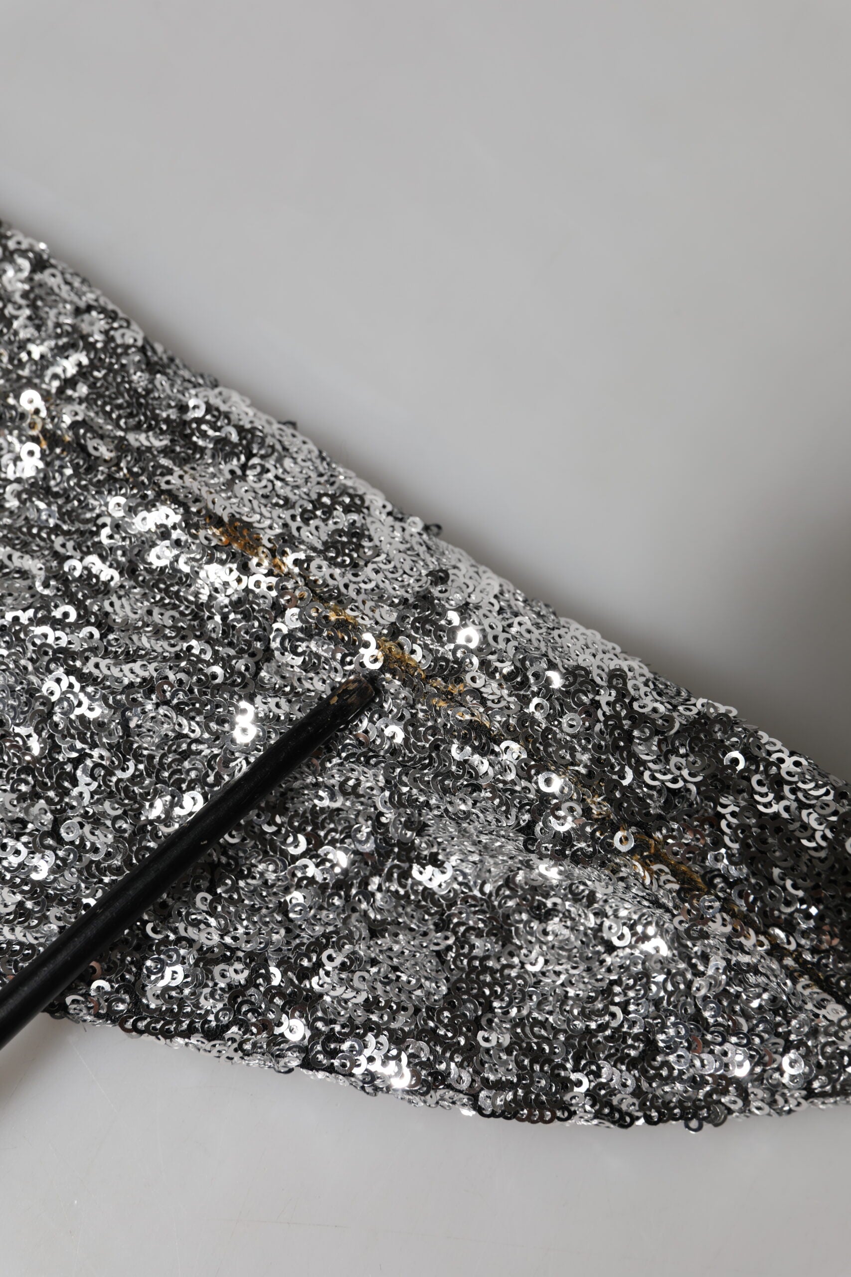 Dolce & Gabbana Silver Sequins Glitter High Heel Boot Shoes | Regal Royce