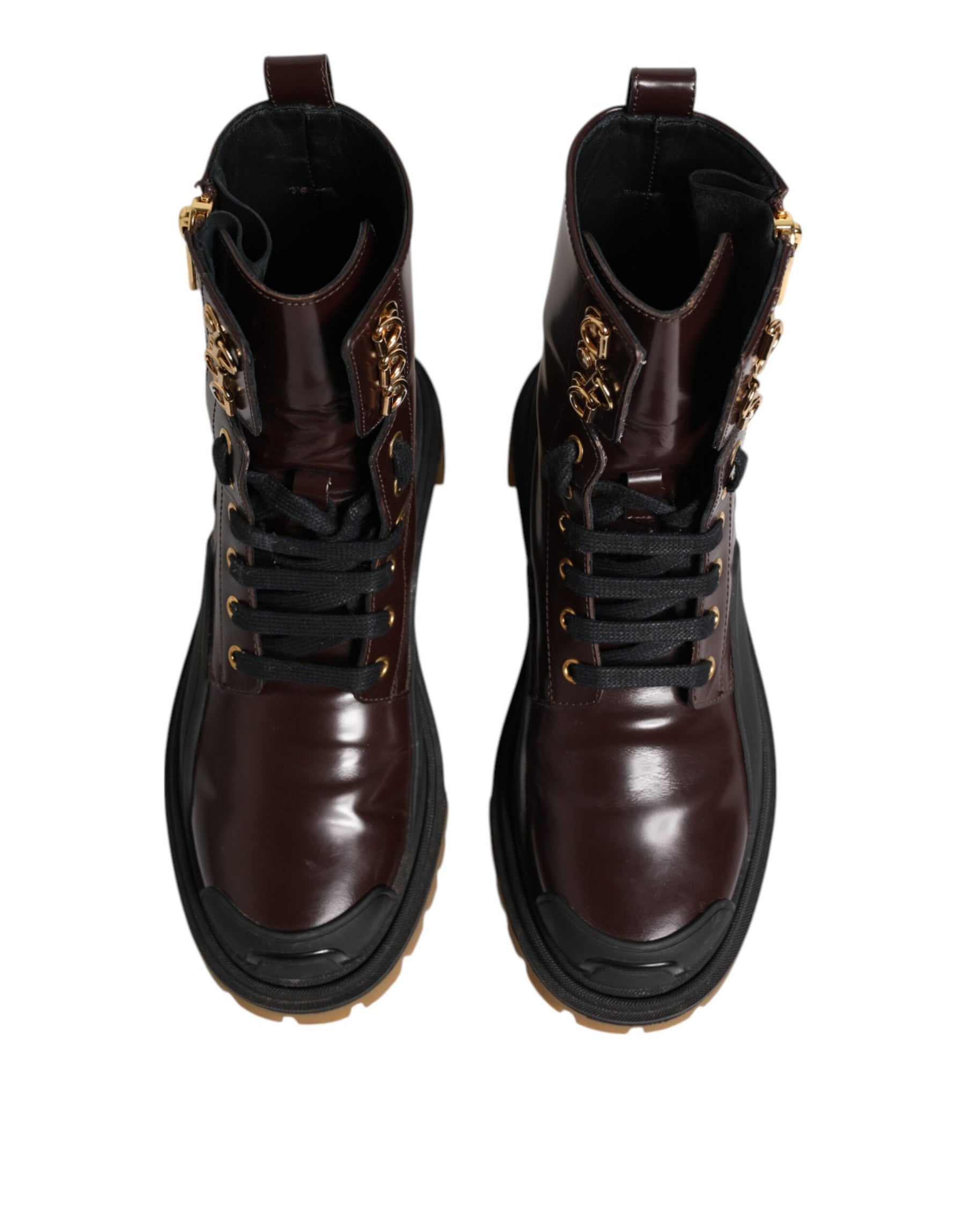 Dolce & Gabbana Maroon Leather Mid Calf Biker Boots Shoes | Regal Royce