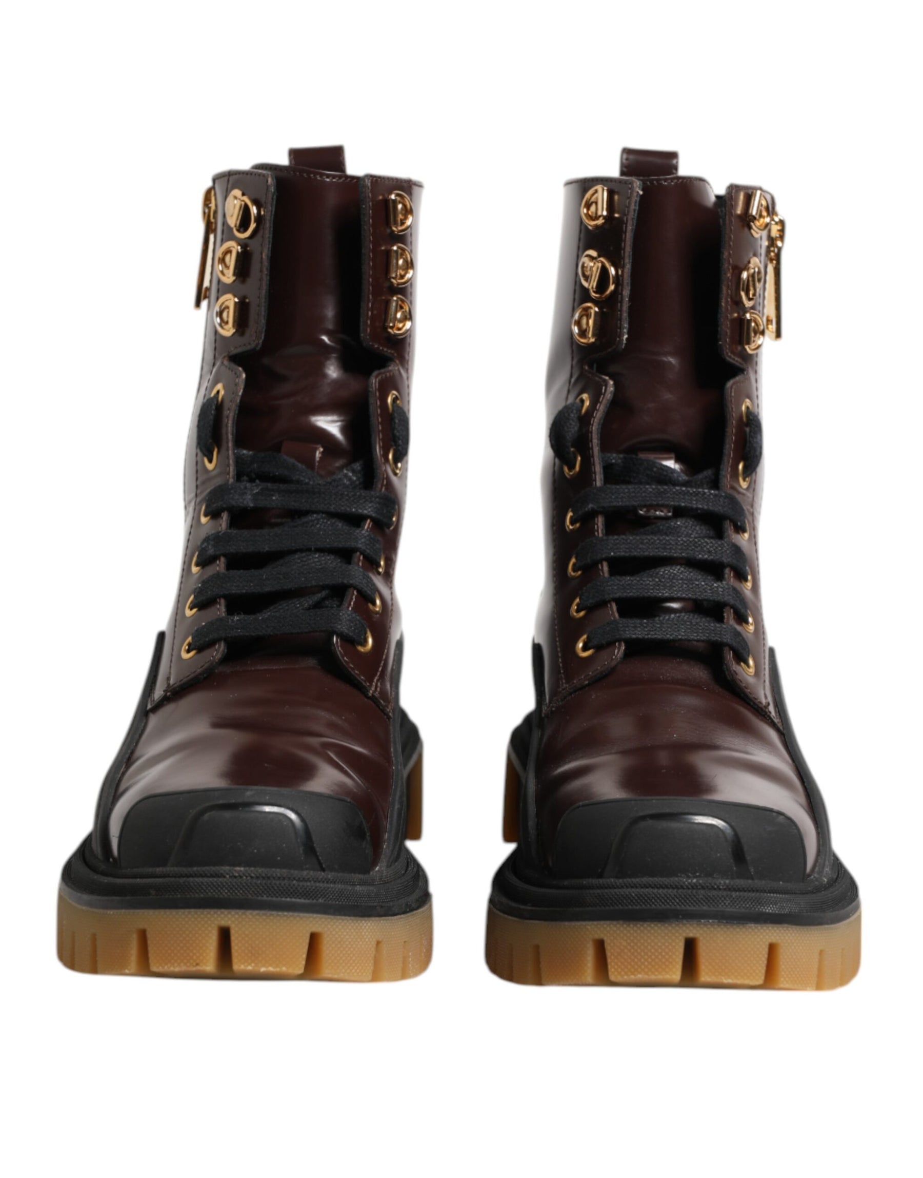 Dolce & Gabbana Maroon Leather Mid Calf Biker Boots Shoes | Regal Royce