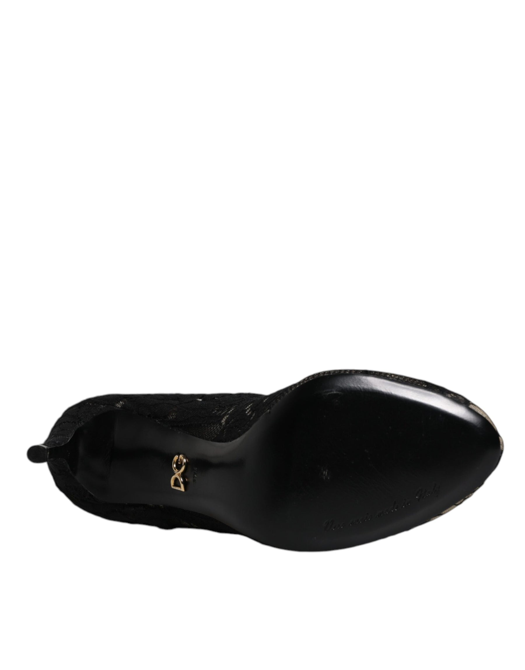 Dolce & Gabbana Black Lace Stretch Heels Mid Calf Boots Shoes | Regal Royce