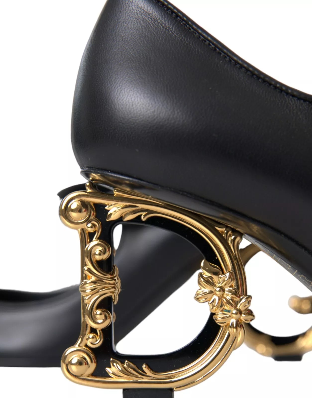 Dolce & Gabbana Black Leather Logo Heels Mary Janes Pumps Shoes | Regal Royce