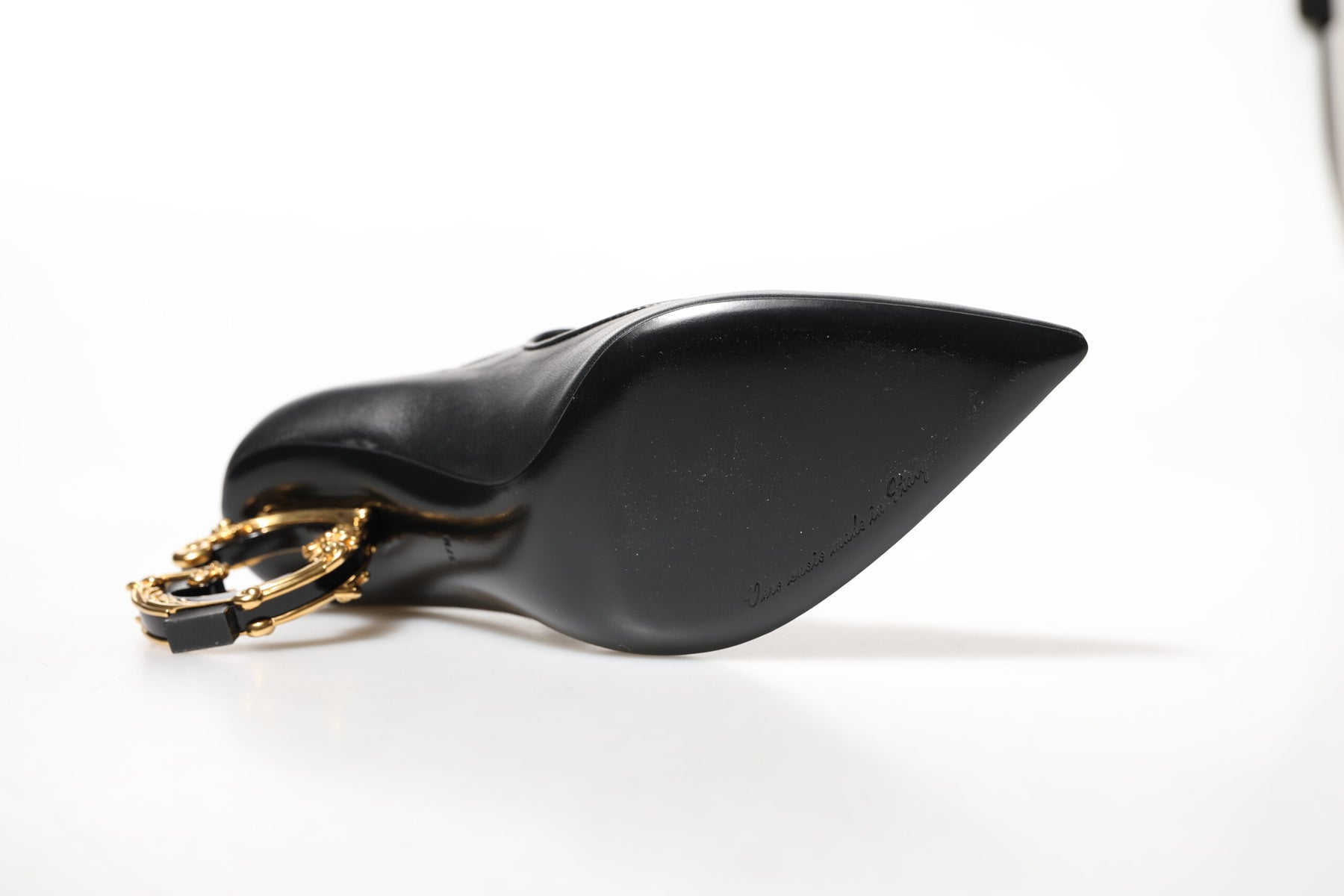 Dolce & Gabbana Black Leather Logo Heels Mary Janes Pumps Shoes | Regal Royce